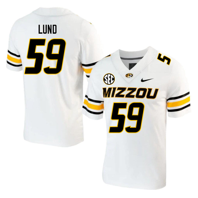 Men #59 Nathan Lund Missouri Tigers College 2023 Football Stitched Jerseys Sale-White